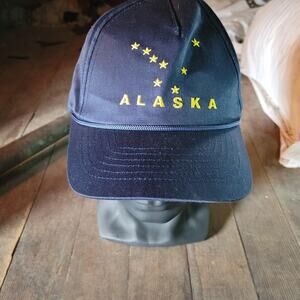 Navy Alaska state flag travel hiking wanderlust strap back adjustable size hat